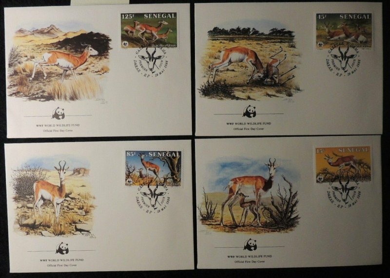 senegal 1986 WWF dama gazelle 4 values FDC superb used animals mammals