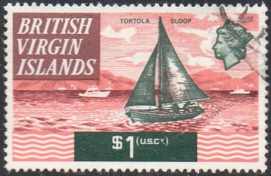 British Virgin Islands 1970 $1 Tortola sloop used