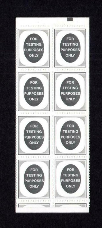 50p DUMMY TESTING BOOKLET CONTAINING 8 TESTING LABELS (BLACK COVER, 52mm SPACE) 