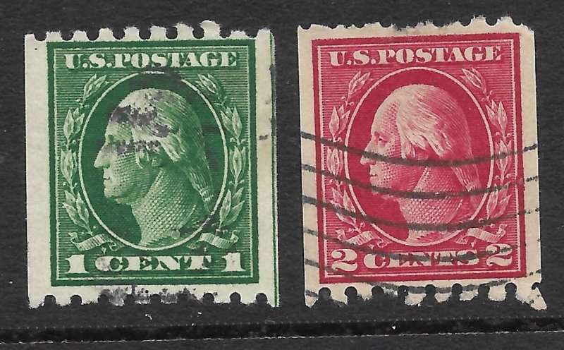 Doyle's_Stamps: Used 1912  1c & 2c Coil Singles, Scott #410 & #411