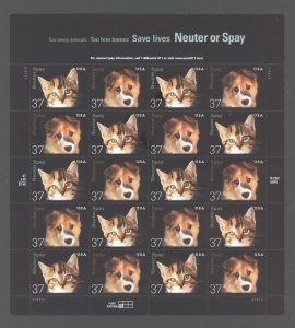 2002 US Scott #3670-71  Kitten & Puppy, Spay & Neuter  Sheet of 20 MNH