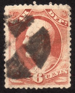 1873, Us 6c, War stamp, Used, Sc O86