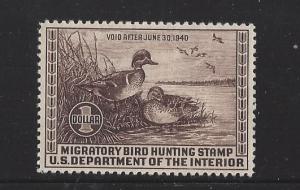 United States, RW6, Green-winged Teal VF Single, **LH** (LibS2)