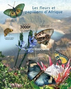 Togo 2011 MNH - Butterflies & Flowers of Africa. YT 527, Mi 4121/Bl.632. MNH 