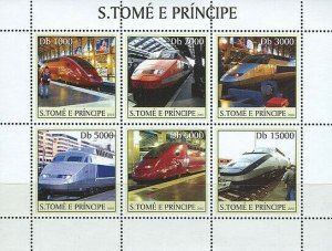 S. TOME & PRINCIPE 2003 - T.G.V trains 6v. Scott Code: 1553
