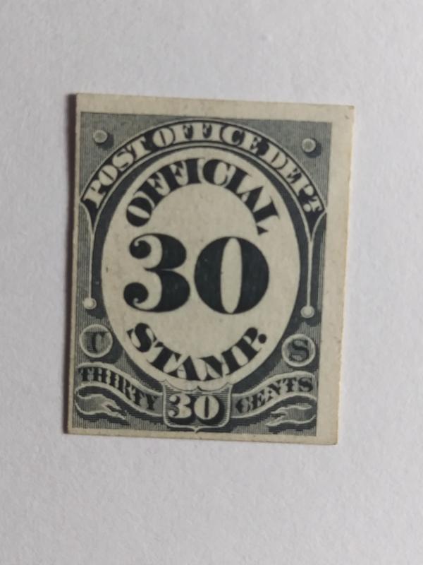 SCOTT # O55P PROOF CARD 30 CENT POST OFFICE GREAT COLOR AND GREAT CENTERING !!