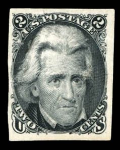 United States, 1861-66 #73aP4 Cat$75, 1861 2c black, plate proof on card