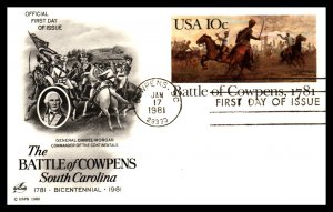 US UX87 Battle of Cowpens Artcraft U/A FDC Postal Card