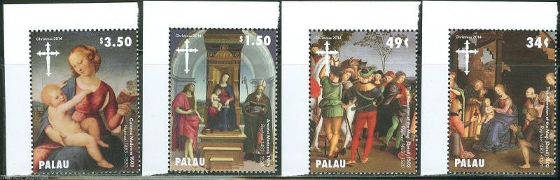 PALAU 2014  CHRISTMAS PAINTINGS  SET  OF FOUR  MINT NH 