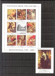 Antigua and Barbuda 1993 Art Paintings Louvres sc. 1647/9 Imperf. MNH 2 Scans
