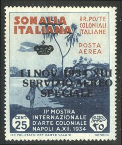 SOMALIA #CO1 RARE Mint (LH) w/ Cert - 1934 25c Colonial Arts Expo w/ Ovpt