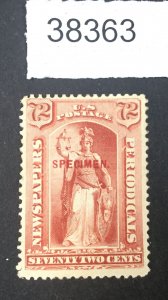 MOMEN: US STAMPS #PR68s SPECIMEN UNUSED NO GUM $75 LOT #38363