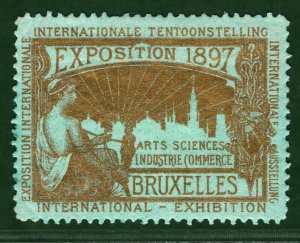 BRUSSELS EXHIBITION STAMP Belgium 1897 *GOLD* Ink GREEN PAPER Mint MM B2WHITE33