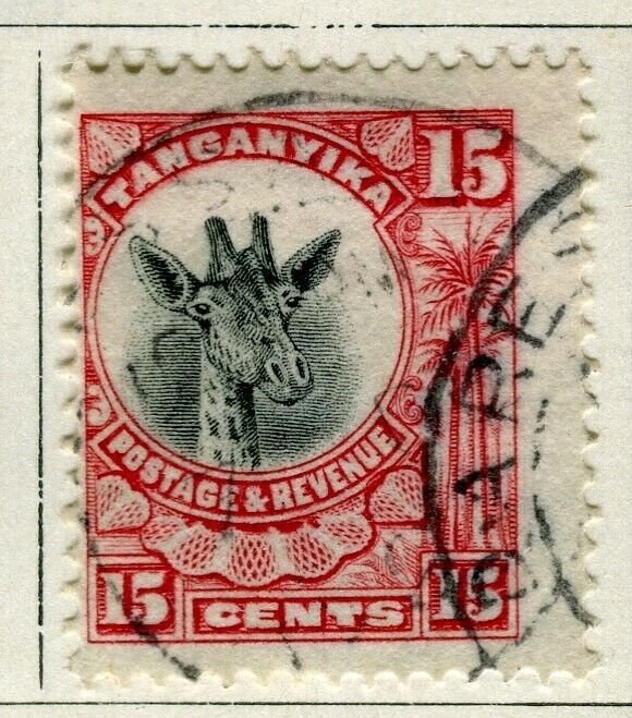 TANGANYIKA; 1923 early Giraffe issue fine used 15c. value