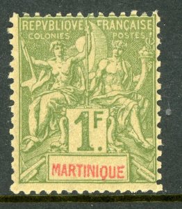 Martinique 1892 French Colony 1 Fr Green Navigation & Commerce Sc #51 Mint E121