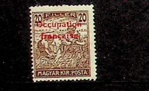 HUNGARY - FRENCH OCCUPATION Sc 1N2 LH ISSUE OF 1919 - OVERPRINT ON 20f - LOT2