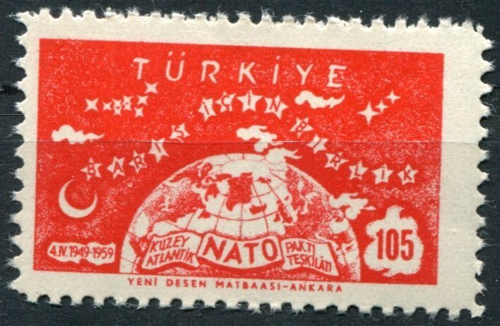 Turkey Sc#1436 MNH, 105k red, NATO, 10th Anniversary (1959)