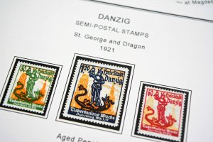 COLOR PRINTED DANZIG / GDANSK 1920-1939 STAMP ALBUM PAGES (45 illustrated pages)