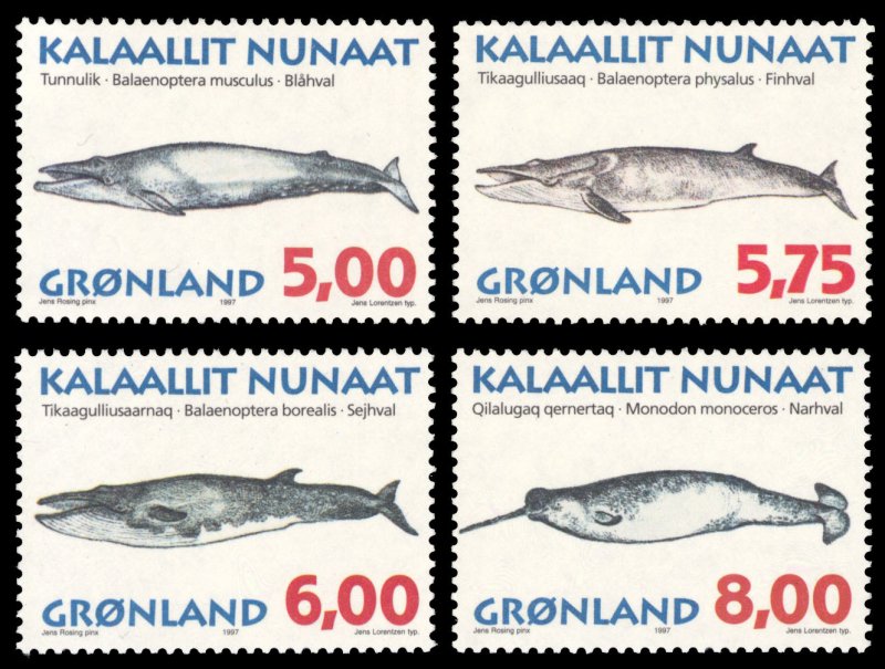 Greenland WHALES 1997 Scott #319-322 Mint Never Hinged