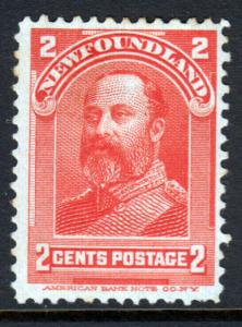 Newfoundland QV 1897 2c Scarlet SG87 Mint No Gum MNG