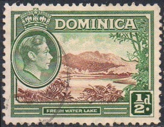 Dominica 1938 ½d Fresh Water lake used