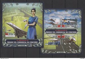 2016 Niger Transport Aviation Anniversary First Flight Concorde Kb+Bl ** St1834