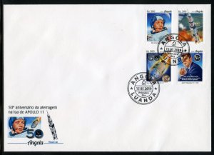 ANGOLA 2019 50th ANNIVERSARY OF APOLLO 11  SET W/ KENNEDY FIRST DAY COVER