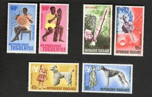 Togolaise Togo Sc #C55-56 #C63-66 Cultural Art, Space, Dogs. MH Airmail Stamps