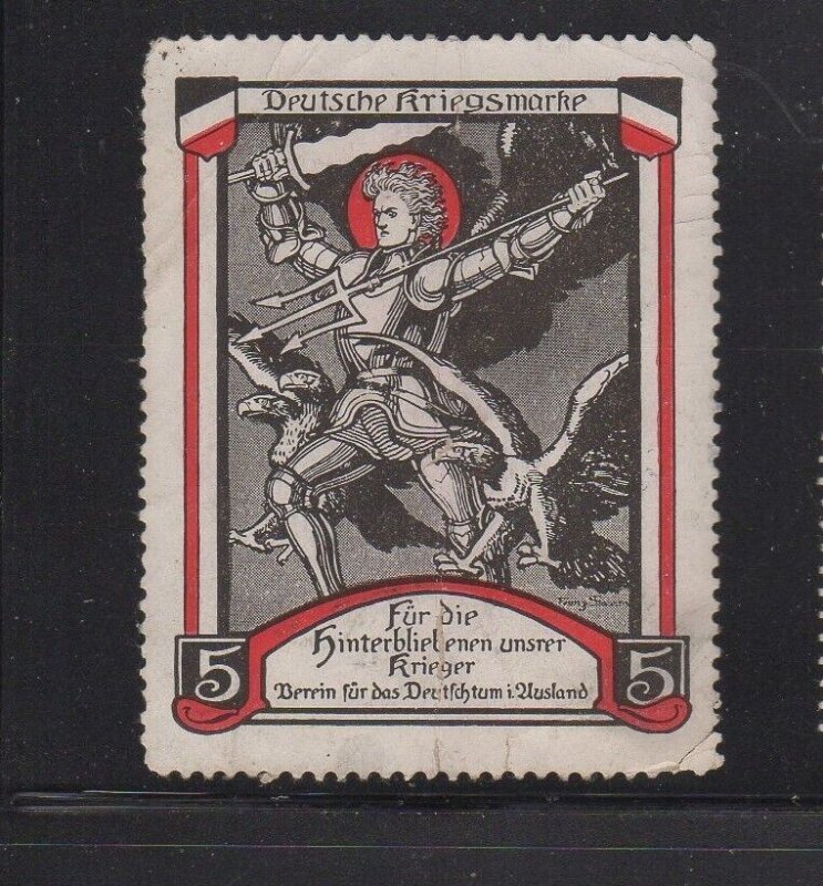 German Charity Fundraising Stamp - German WW1 Stamp For Those Left Behind