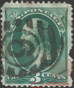 # 158 Green Used Unknown Line At Lower Right FAULT George Washington