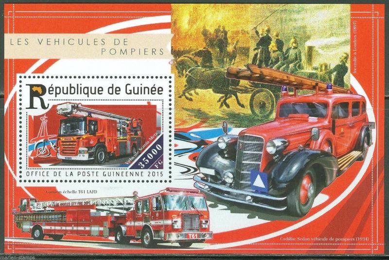 GUINEA  2015 FIRE ENGINES SOUVENIR SHEET  MINT NH