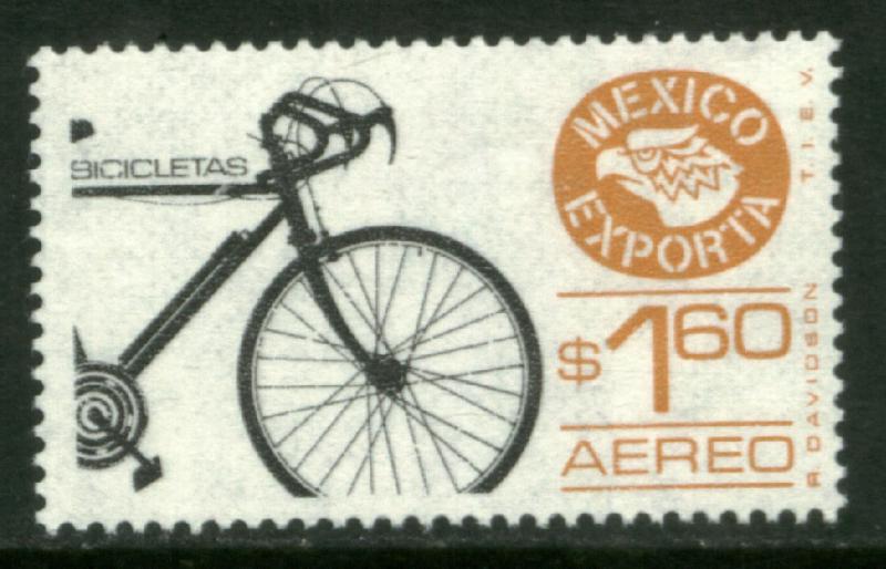 MEXICO Exporta C491a $1.60P Bicycles Unwmk Thin Paper 3 MINT, NH. VF.