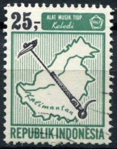 Indonesia Sc#720 MNH, 25r blk & grn, Musical Instruments (1967)