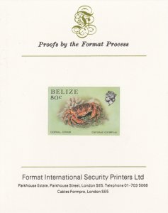 BELIZE 1984 MARINE LIFE imperf on FORMAT INT PROOF CARD