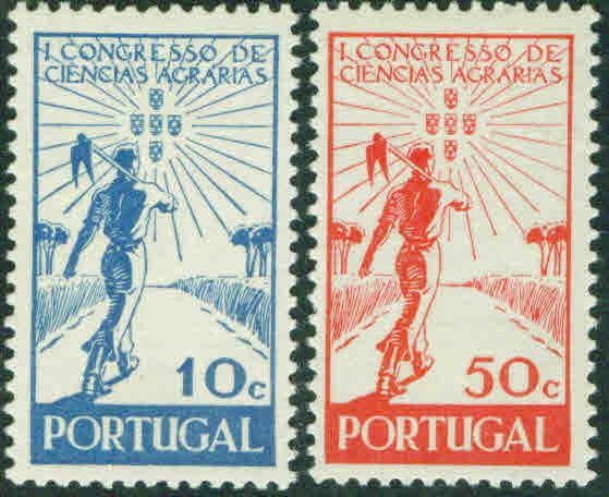 Portugal Scott 632-3 MH* 1943 Agriculture set