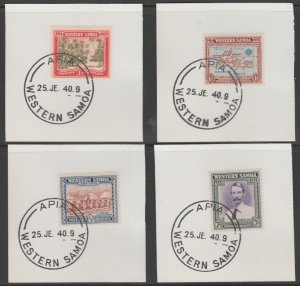 SAMOA 1939 25th ANNIV set of 4  on pieces with MADAME JOSEPH  POSTMARK