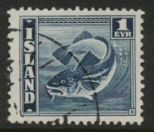 ICELAND Scott 217a used 1939 perf 14x13.5 Codfish stamp 