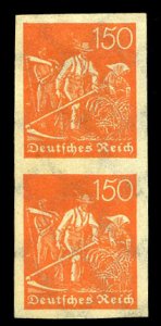 Germany #175a (Mi. 189U) Cat€100, 1921-22 150pf orange, imperf. vertical pa...