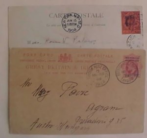 MOROCCO USED IN TANGIERS ,1904 B 1908 D ON CARDS