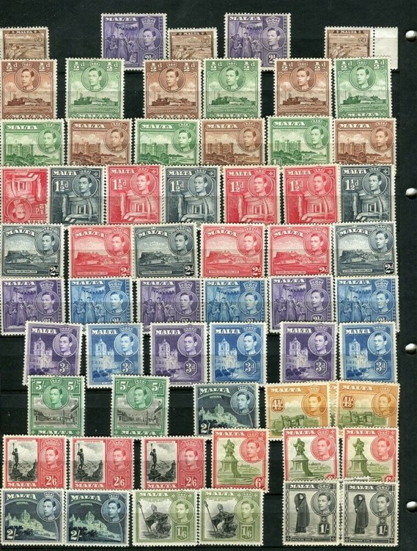 MALTA; 1938 early GVI issues fine MINT LOT of Shades values to 5s. 