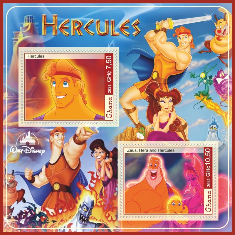 Stamps.Cartoons,Disney.Hercules 2021 year 1+1 sheets perf Ghana