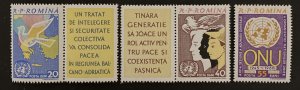 Romania 1961 #1469-71 Perforate, U.N. 15th Anniversary, MNH.