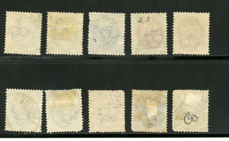Denmark #25-34 (DE026) Comp 1875-9 numerals, Perf 14 x 13 1/2, U,F,CV$269.00