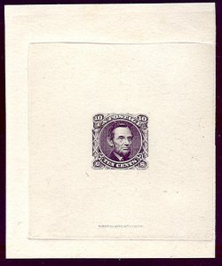 US #116E1c 1869 10¢ Lincoln die sunk ESSAY black