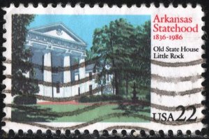 SC#2167 22¢ Arkansas Statehood, 150th Anniversary Single (1986) Used