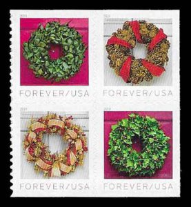 PCBstamps  US #5424/5427a Bk Block $2.20(4x{55c})Holiday Wreaths, MNH, (13)