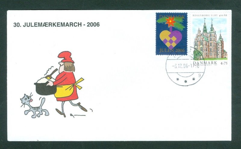 Denmark Cover. 2006. Cat,Santa. Værløse.“Christmas Seal Walk# 30. Sc# 1351. #03