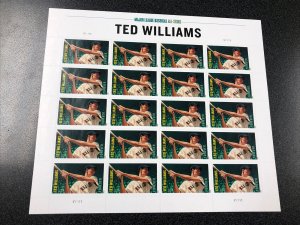 US 4694 Ted Williams Sheet of 20 Forever Stamps Mint Never Hinged