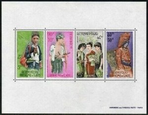 Laos C45a perf,imperf sheets,MNH.Michel Bl.36A-36B. Traditional costumes,1964.