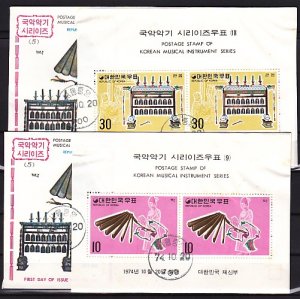 South Korea, Scott cat. 891a-892a. Music Instruments s/s. 2 First day covers. ^